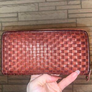 Leather Ashwood Woven Wallet